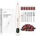 GAOY Cordless Nail Drill, Electric Nail File with LED Display, Milky White
