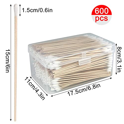 Eyxformula 6 Inch Long Cotton Swabs, Durable Bamboo Sticks, 600 PCS in Case - color: 600 PCS