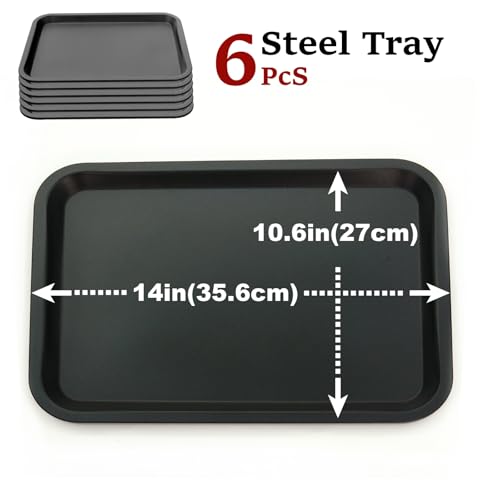 oTTRPGo 6PCS Metal Trays Set Compatible Miniatures Storage Case,Sturdy Material and Good Hand Feeling. (Black) - color: Black
