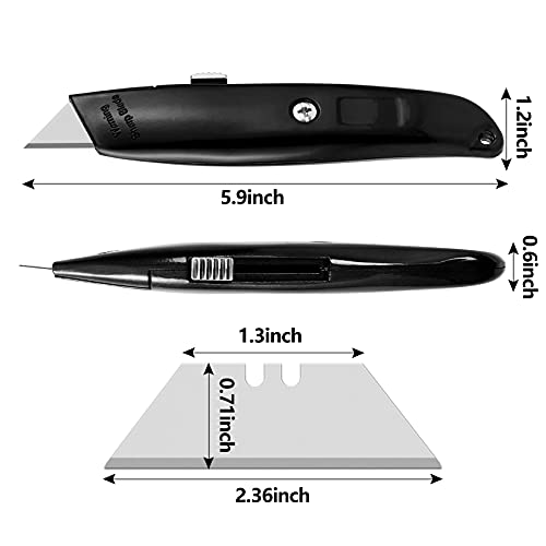 DIYSELF 4 Pack Box Cutters Retractable Utility Knife, Black - color: Black, size: 4 Pack