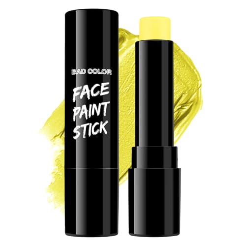 BADCOLOR Yellow Face Body Paint Stick, Full-Coverage Eye Black Sticks for Adults, Hypoallergenic Face Painting Kit for Halloween SFX Lion Tiger Stage Cosplay Costume Party - color: 1PCS Yellow