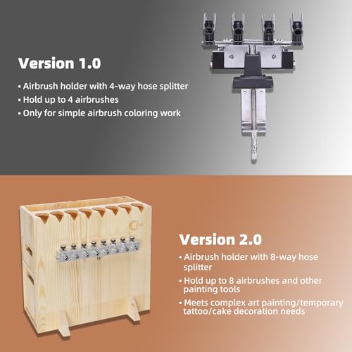 OPHIR Wooden Airbrush Holder with 2 Drawers for 8 Siphon Feed Airbrushes - size: for siphon airbrush+2 drawers