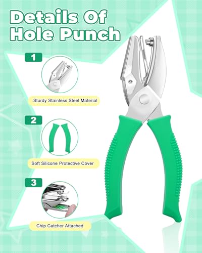 UCEC 1/6" Square Hole Punch and 1/4" Triangle Hole Punch, Handheld Meta - color: Green, size: Triangle+Square
