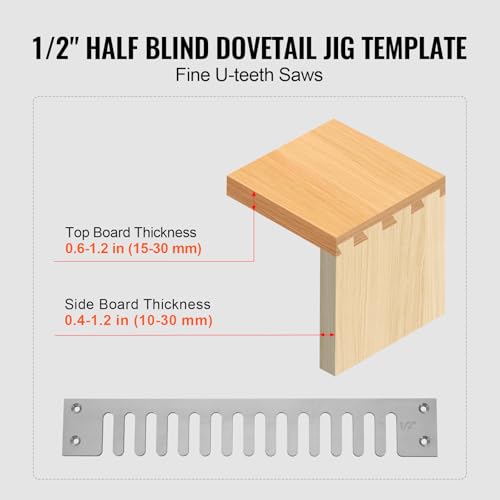 VEVOR Dovetail Jig, 12 in Width, Dove Tailing Router Jigs with 4 Router Bits & 3 Templates, Precise Alignment Dove Tail Jig, Mortise and Tenon Woodworking Tools for Furniture & Wood Cabinet Making