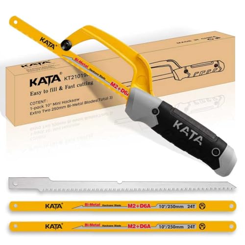 KATA 10 Inch Mini Hacksaw for Metal & Wood Cutting with 4-Piece Blades - size: 10 Inch (4 Blades)