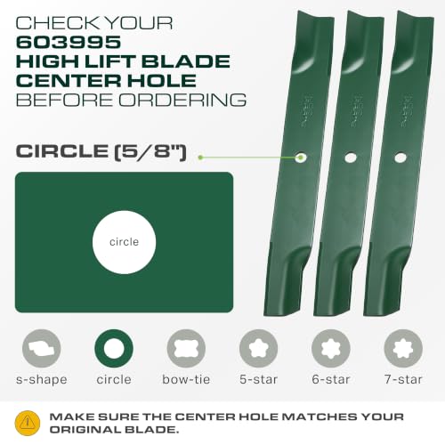 UDC Parts 603995 Hustler Raptor 52 Inch Mower Blades Replacement, 3 Pack - size: 17-7/8" - Round (5/8")