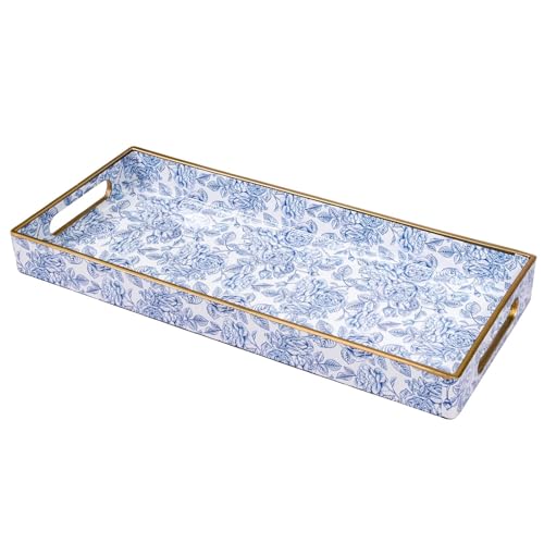 MAONAME Blue Bathroom Vanity Tray, Plastic Decorative Trays with Handles - color: Bohemian-9