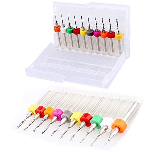 10pcs PCB Drill Bits Set Spiral Flute Carbide 0.3mm-1.2mm for Print Circuit Board Stone Dremel Jewelry CNC Engraving