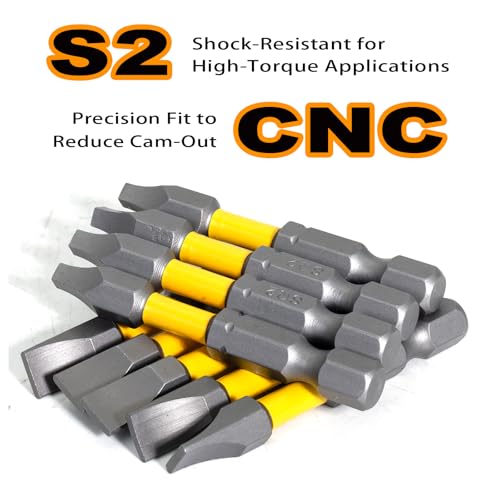 SL6 Slotted Screwdriver Bits, 2 Inch Magnetic Anti Slip BIt S2 Steel CNC Precision Flat Head Drill Bit High Torque 1/4 Inch Hex Shank for Professionals Contractors DIY Repair | 10 Pack - size: SL6-2 inch