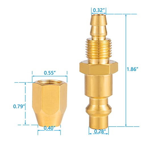 Premium Solid Brass 2PCS Pneumatics Reusable Replacement Fitting 1/4" Barb For 1/4-Inch ID Polyurethane Air Hose With 1/4" NPT Rigid Replacement - size: 2PCS 1/4" Barb With 1/4" NPT