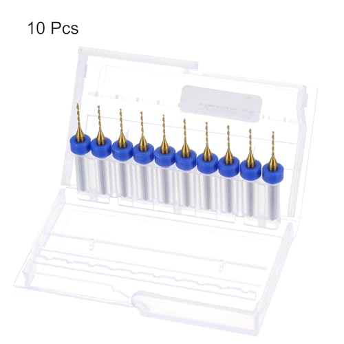 uxcell 10pcs PCB Drill Bits 1/8" Shank 1mm Titanium Coated Carbide Micro Twist Mini Drill Bits Set Rotary Drilling Tool for Print Circuit Board Jewelry CNC Engraving - size: 1mm