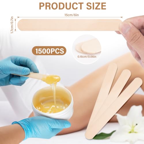 1500 Pcs Wooden Wax Sticks 6-Inch Jumbo Wood Waxing Stick Wax Spatulas