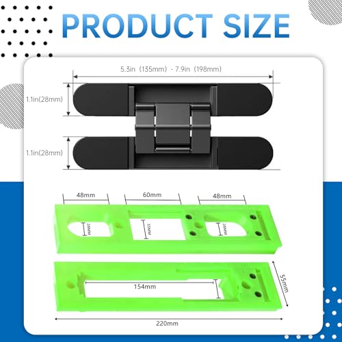 Concealed Door Hinge Installation Kit with Guide Template Jig - color: Green - 1.1 inch - 1 pcs