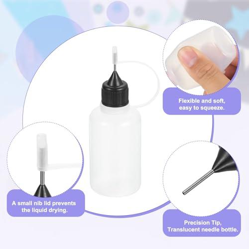 MECCANIXITY 5Pcs Needle Tip Squeeze Bottle, 30ml/1oz Glue Tip Applicator Bottles Plastic Liquid Glue Bottle for Paper Crafts, Painting, Oil, Ink(Black, with 5 Funnel) - color: Black, size: 30ml/1 oz