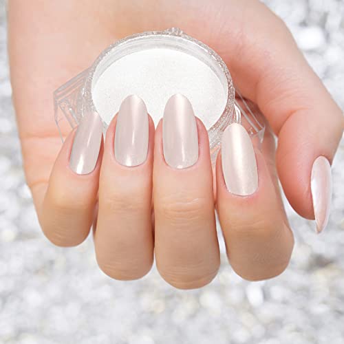 Artdone White Pearl Chrome Nail Powder,Iridescent Mermaid Pigment - color: White 1 Jar