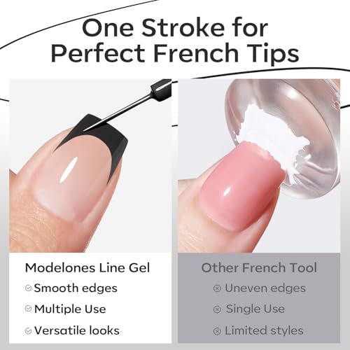 modelones Black French Tip Liner Gel Polish 15ml Built-in Fine Brush - color: A-All Black-1