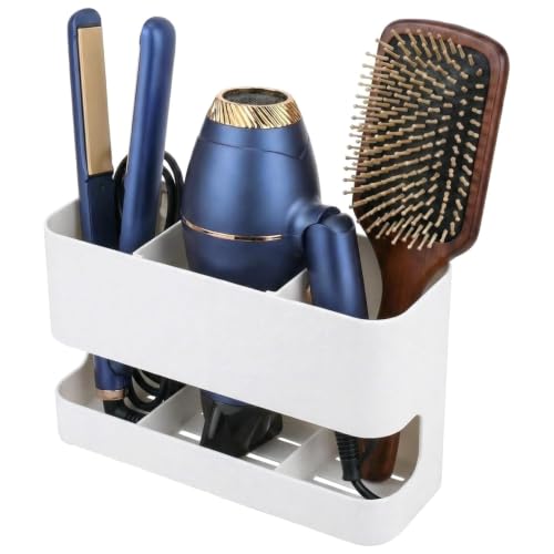 MyGift Wall Mounted Hair Tool Organizer with 3 Slots, White Metal - color: White, size: 3 Slots
