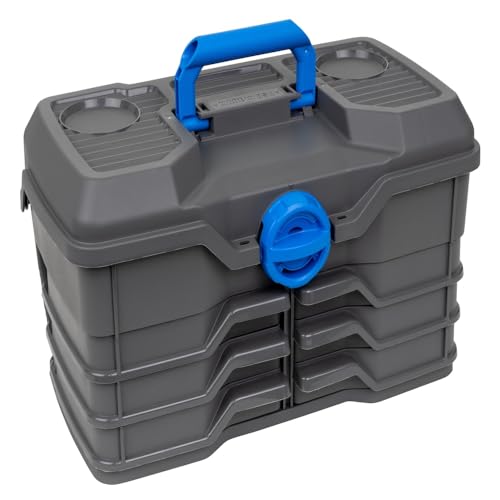 Flambeau Outdoors NextGen 6/0 Tackle Box, 6 Trays, 25-Piece Kit, Dark Gray