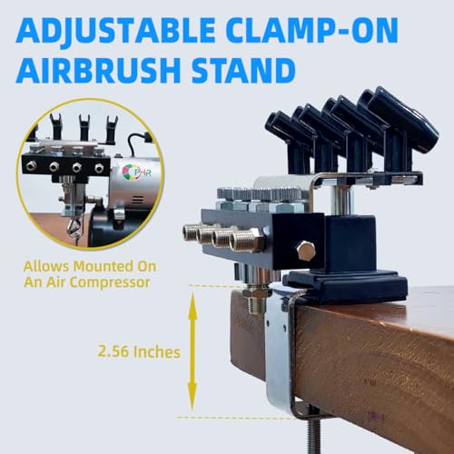 OPHIR Airbrush Holder Station with 4-Way Adjustable Splitters Manifold - size: without air hose