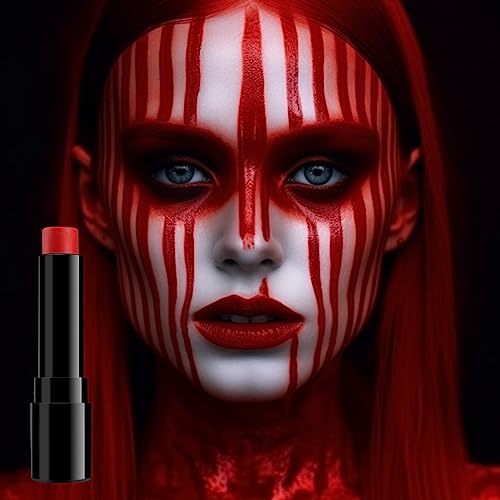 BADCOLOR Red Face Body Paint Eye Black Stick, Cream Blendable Face Painting Sticks for Sports Softball Football Baseball, Facepaint for Halloween Clown Joker Devil Cosplay Costume Parties Events - color: 1PCS Red