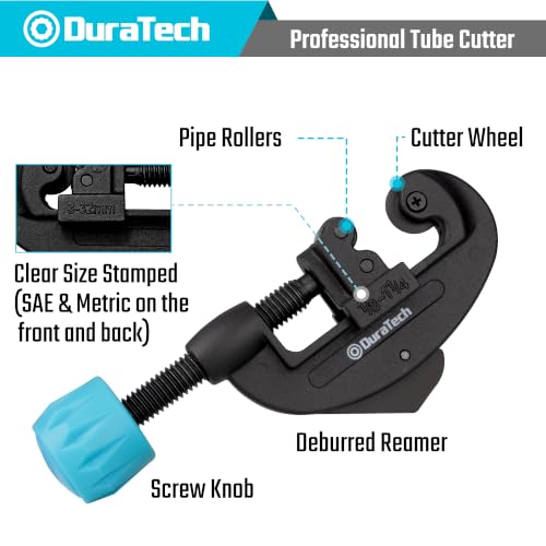 DURATECH Tubing Cutter, Cuts from 1/8" to 1-1/4" Outer Diameter - color: Black
