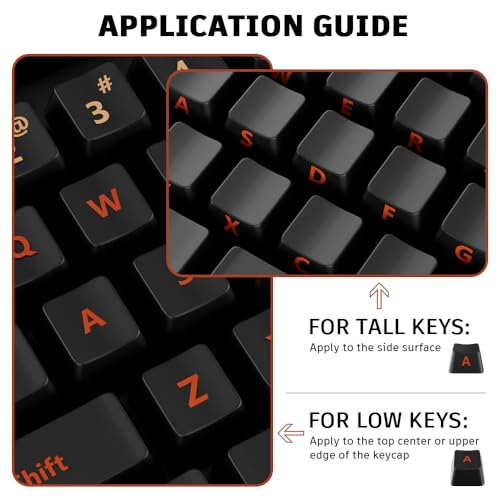 ProElife Gradient Keyboard Letter Stickers with Tweezer, Short, Orange - color: Ombre Orange