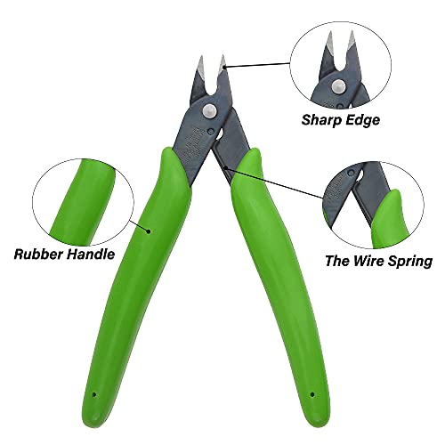 10Pack Wire Cutters Precision Electronic Flush Cutters Mini Cutting Pliers for Ultra-fine Cutting Needs (Grass Green) - color: Grass Green, size: 10Pack