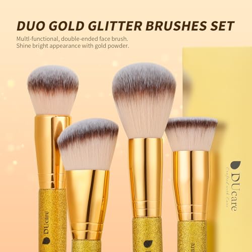 DUcare Foundation Makeup Brush Set Double-ended 2Pcs Kabuki Contour Makeup Brushes for Liquid Powder Concealer Cream Blending Blush Face Makeup Tools Kit - color: D06