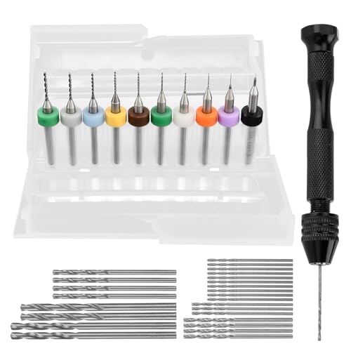 36pcs Pin Vise Hand Drill Set, Premium Manual Small Hand Drill Set, Mini Micro Drill Bits for Arts and Crafts, Resin Drill, Jewelry Making, Small Finger Thumb Vice, PCB And Twist Bits