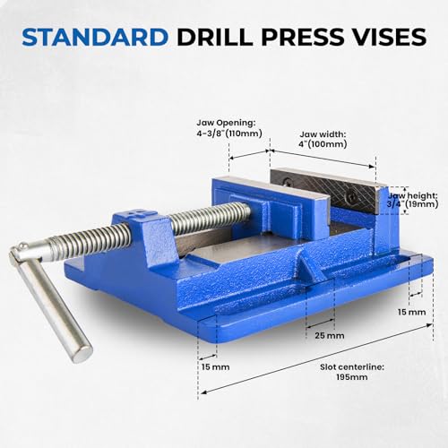 Forward Q194A 4 Inch Drill Press Vise Portable Bench Vise with Slotted Base - size: 4 Inch