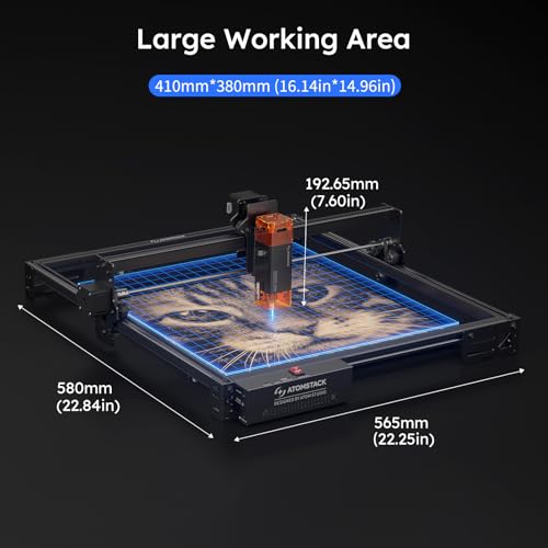 ATOMSTACK 10W Laser Engraver, A10 PRO V2 Laser Cutter, 0.06mm High Accuracy Laser Engraving Machine for Wood and Metal, Dark Acrylic, Glass, Leather - size: A10