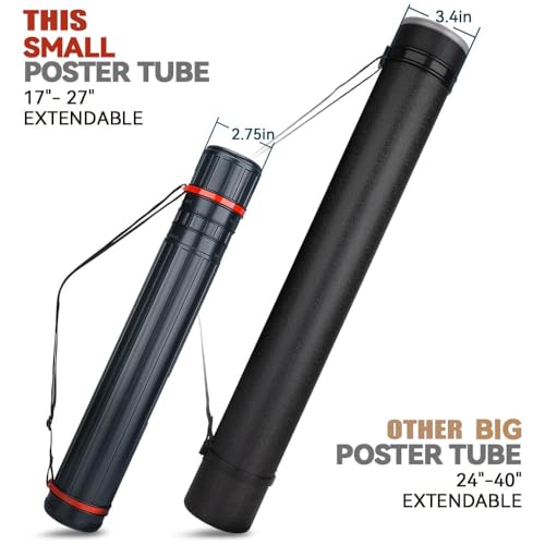 TRANSON Small Poster Tube Storage 17“ to 27” Extendable for Documents Blueprints Artworks Scrolls - color: 1 Pack-Red