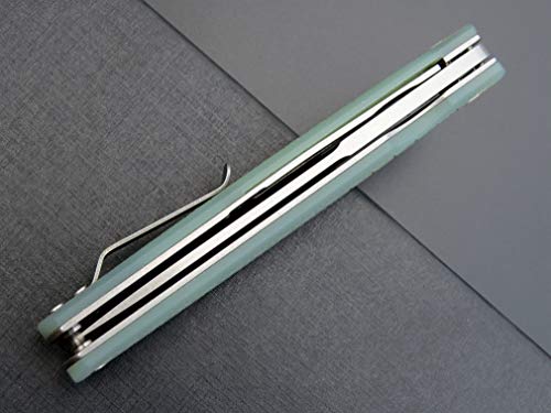 Eafengrow EF16 Folding Knife Flipper Ball Bearing Point D2 Blade G10 Handle with Pocket Clip Everday Carry Pocket Knife Liner Lock Camping Tactical Outdoor Multitool (Jade) - color: jade