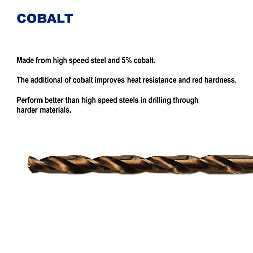 5/64-Inch Cobalt Steel M35 Jobber Length Twist Drill Bits, Pack of 12 - size: 5/64 in