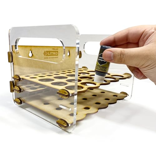 LITKO Mobile Paint Caddy | 15 Bottles + 18 Brushes | 26mm Vallejo Dropper - size: 15 Holes