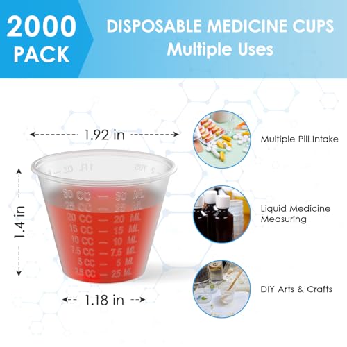 Lilymicky 2000 Count 1 oz Disposable Medicine Cups, 1 oz Plastic Med Cups - size: 2000 ct - 1oz