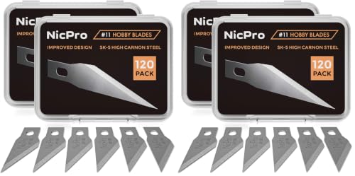 Nicpro 240 PCS Hobby Blades Set SK-5, Art Utility #11 Blades Refill Cutting Tool with Storage Case for Craft, Hobby, Scrapbooking, Stencil - 4 Pack of Case - size: #11 240pcs (Pack of 2)