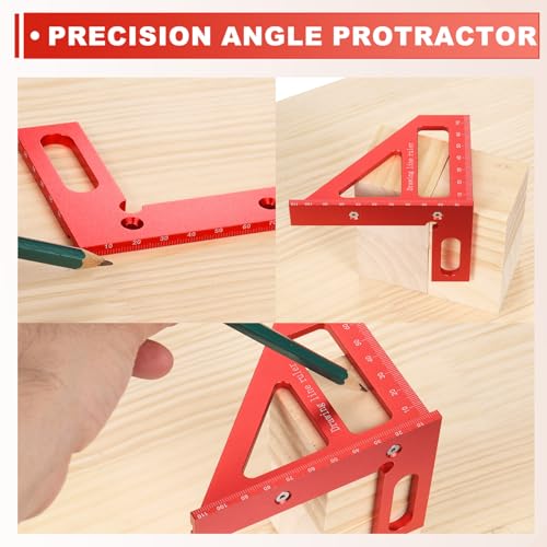 HARFINGTON 3D Multi-Angle Measuring Ruler 45/90 Degree Metric Blue - color: Blue