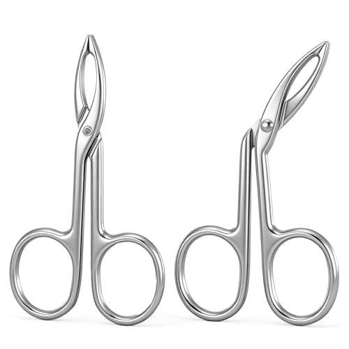 2Pcs Eyebrow Tweezers Scissor Precision Stainless Steel Flat Straight Tip Eyebrow Facial Remover for Hair Plucker Women and Men Facial Hair