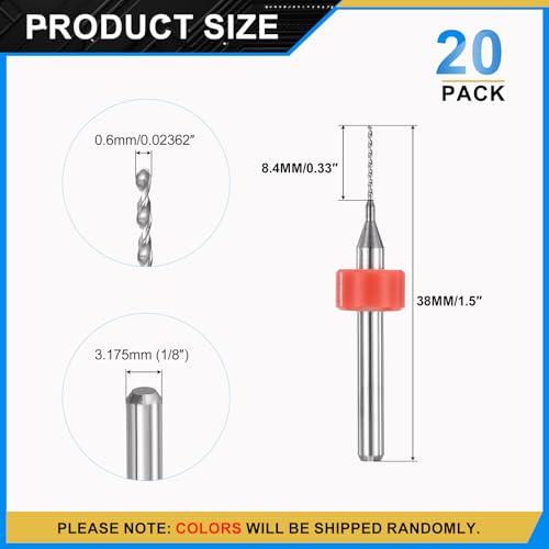 PATIKIL 20 Pack 0.6mm Micro Drill Bits Carbide Tungsten Steel - size: 0.6mm