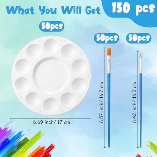 150 Pcs Painting Brushes Palettes Set Paint Party Favors, Blue - color: Blue