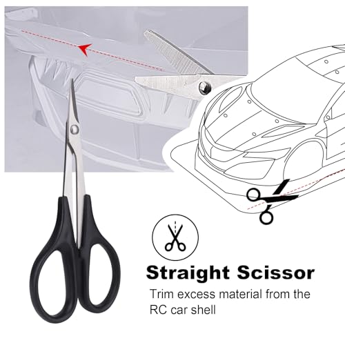 HobbyPark RC Body Reamer Curved Scissors & Straight Scissors RC Car Body Shell Lexan Plastic Trimming Tools Set (3-Pack)