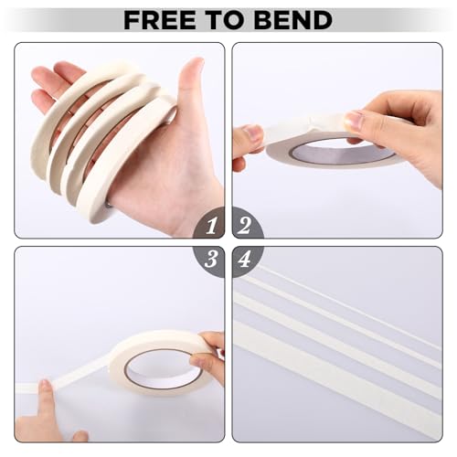 Epakh 4 Pack White Pinstripe Tape for Car, 1/16 1/8 1/4 1/2 Inch, 55 yd - color: White, size: 55 yd