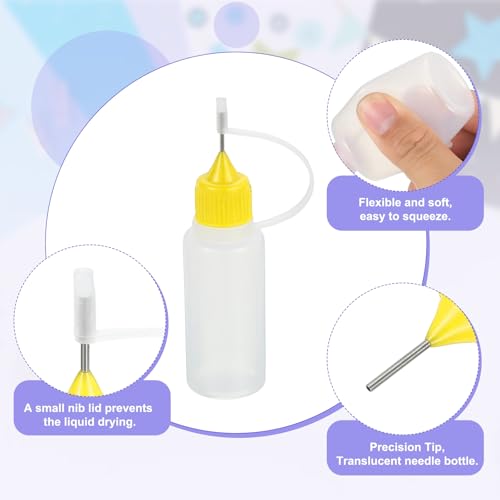 MECCANIXITY 5Pcs Needle Tip Squeeze Bottle, 15ml/0.51oz Glue Tip Applicator Bottles Plastic Liquid Glue Bottle for Paper Crafts, Painting, Oil, Ink(Yellow, with 5 Funnel) - color: Yellow, size: 15ml/0.51oz
