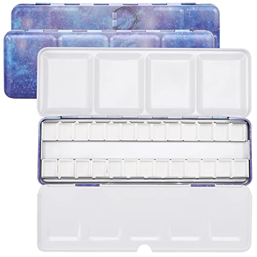 MYARTOOL Empty Watercolor Palette, Purple Empty Watercolor Tin Palette Paint Case with 24 PCS Empty Half Pans for DIY Travel Watercolor Palette, Acrylic and Oil Painting - color: Purple, size: 24 PCS Empty Half Pans