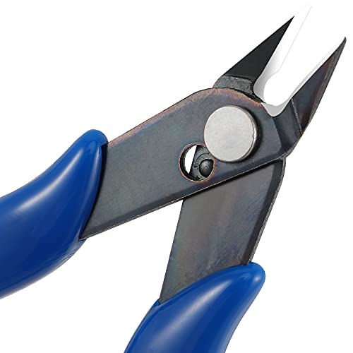 SEUNMUK 15 Pack 170 Flush Wire Cutter, 5 Inch Electronic Wire Flush Cutters, Small Precision Soft Wire Cutter, Micro Wire Cutters Blue Handle Professional Cutter Tools for Fine Cutting Needs