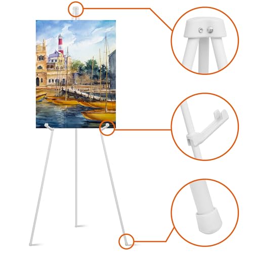 ARTASY 63" Easel Stand for Wedding Signs, White, 2 Packs with Carry Bags - color: White