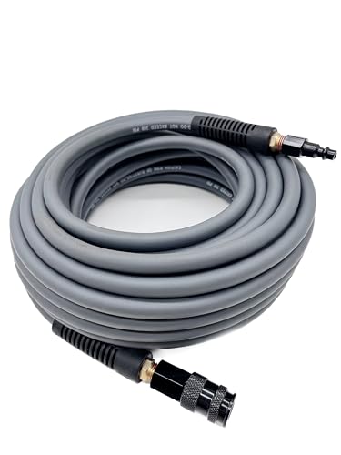 Hybrid Air Hose 1/4-Inch x 100FT,Air Compressor Hose 300 PSI Heavy Duty,Lightweight,Kink Resistant,All-Weather Flexibility With 1/4-Inch Swivel Solid Aluminum Quick Coupler and Plug,Gray - color: Gray, size: 1/4''100FT