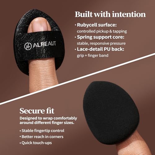 ALBEAUT Mini Cushion Puff, 4PCS Finger-Fit Teardrop Makeup Applicator