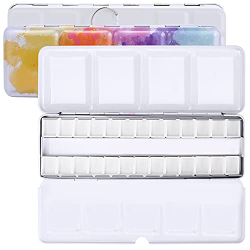 MYARTOOL Empty Watercolor Palette, Colorful Empty Watercolor Tin Palette Paint Case with 24 PCS Empty Half Pans for DIY Travel Watercolor Palette, Acrylic and Oil Painting - color: Colorful, size: 24 PCS Empty Half Pans
